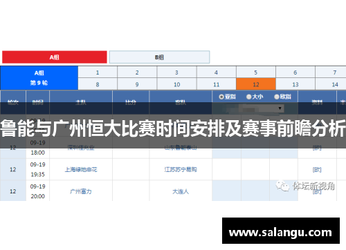 鲁能与广州恒大比赛时间安排及赛事前瞻分析